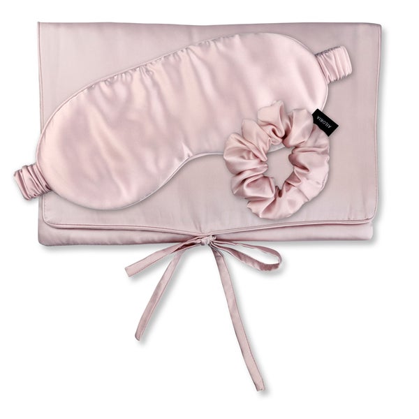 TRAVEL SET BEAUTY M Tasche, Schlafmaske & Scrunchie M aus Seide