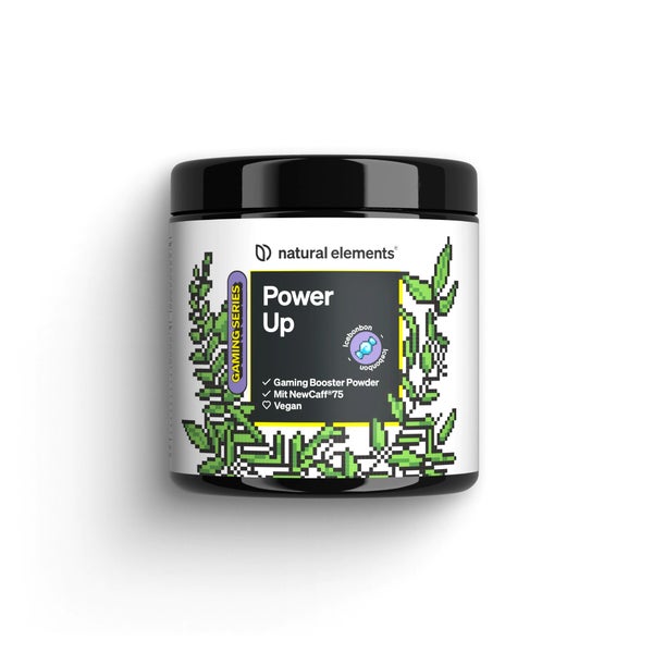 Power Up Icebonbon – Gaming Booster, Energy Drink Pulver mit Koffein, NewCaff75, B-Vitaminen, Vitamin C, L-Tyrosin, Ginkgo- und Grüntee-Extrakt – 40 Drinks – vegan, hochdosiert, mit Stevia 320 g