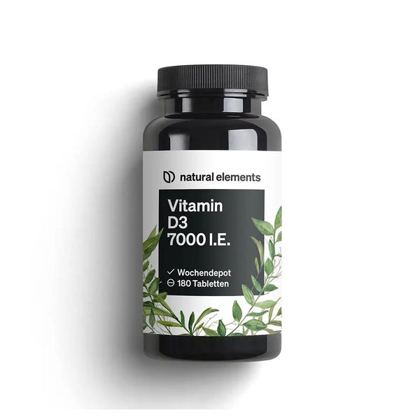 Vitamin D3 7000 I.E. – 180 Tabletten – das Sonnenvitamin als Wochendepot – hochdosiert, ohne unnötige Zusätze – in Deutschland produziert & laborgeprüft 180 St