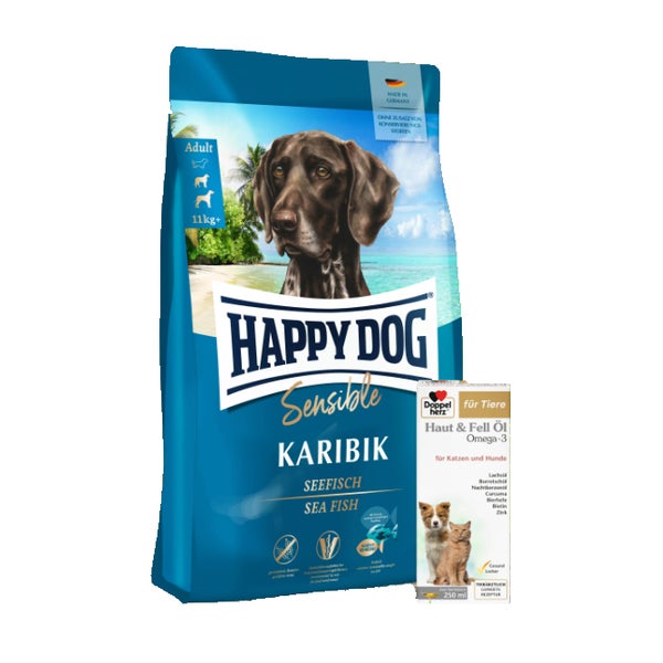 Sensible Karibik + Doppelherz Haut und Fell Öl Omega 3 11 kg
