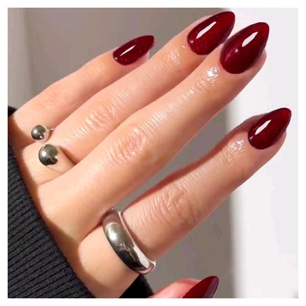 Nagelset Künstliche Fingernägel Mandel Dunkelrot 24PCS Burgu 1 St