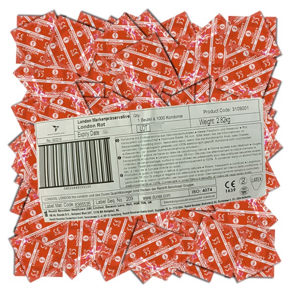 Red – 1000 rote Kondome, Erdbeeraroma, 56 mm, Großpackung (1000 Kondome) 1000 St