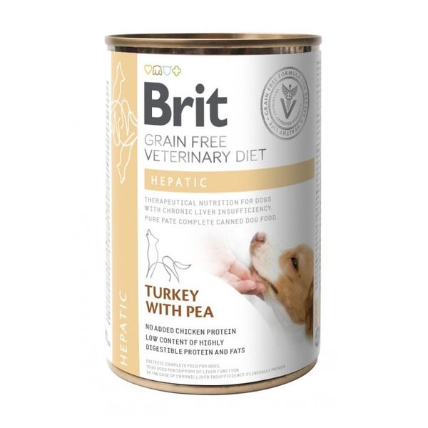 BRIT Veterinary Diet Hepatic Turkey, Pea Nassfutter für Hunde 0,4 kg