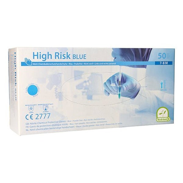 Medi-Inn Nitril High Risk blue Chemikalienschutzhandschuhe puderfrei, Gr. M 50 St