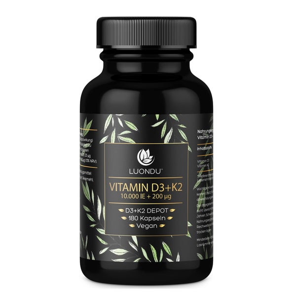 Vitamin D3 10.000 I.E. + K2 MK7 - 180 Kapseln - Luondu 180 St