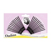 Eurostil Gerillte Stahlklammern mit schwarzer Perle 50Mm Pack 1Pack 1Un