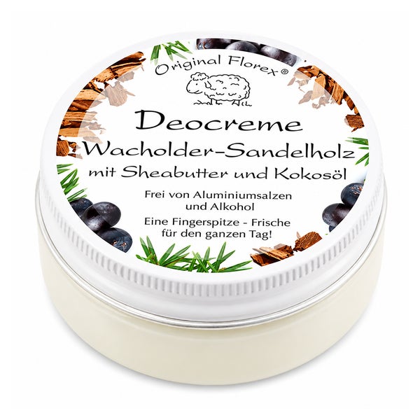 Florex Deocreme Wacholder-Sandelholz  Aluminiumfrei mit Sheabutter, Kokosöl & Zink | Vegan 40 ml