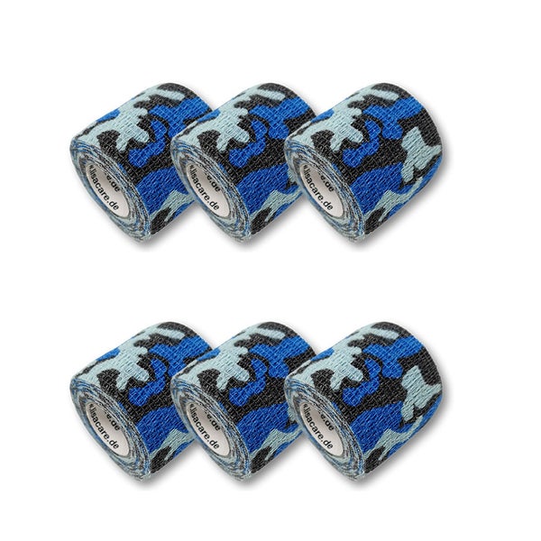 LisaCare Pflasterverband - 5cm x 4,5m - 6er Set Camo-Blau 6 St