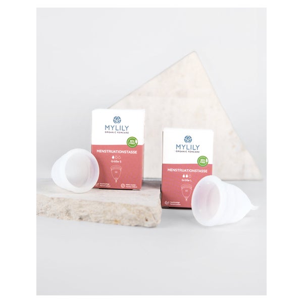MYLILY Menstruationstasse - Größe S & L | inkl. Aufbewahrungsbeutel 2 St