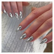 Nägel Press On Chrome Spiegel Mandel Acryl 24 Metallic Silbe 1 St