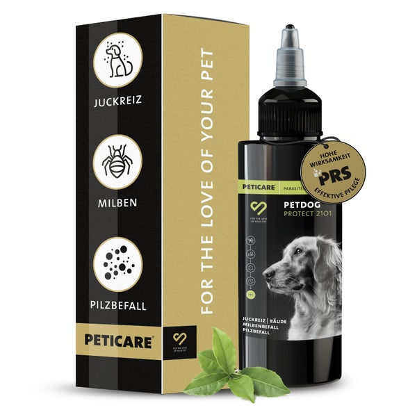 Peticare Anti-Parasiten Mittel für Hunde gegen Milben Flöhe Pilze 50 ml