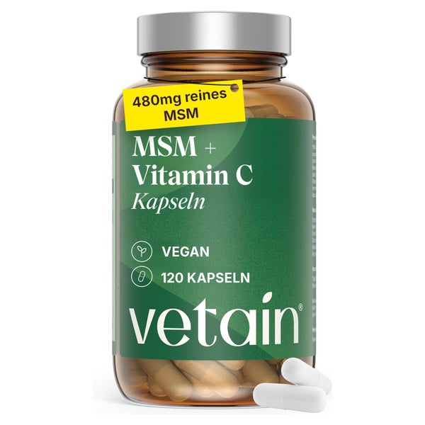 VETAIN MSM 1800mg + 300mg Vitamin C Kapseln - Ohne Zusätze 180 St