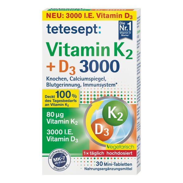 Tetesept Vitamin K2+d3 3000 Filmtabletten 30 St