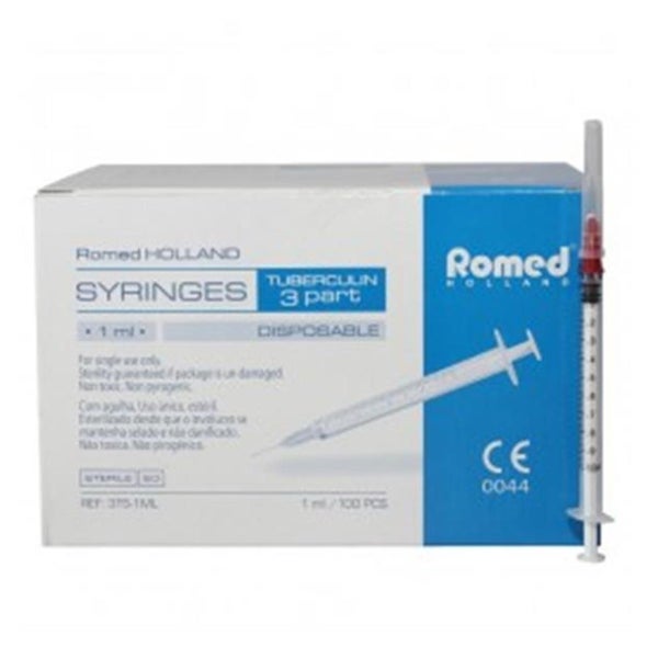 Romed Tuberkulinspritzen mit Kanüle 100 Stück 1ml 29 G x 1/2 U100 100 St