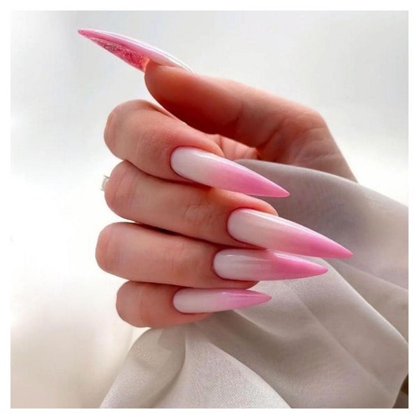 Kunstnägel Stiletto lang milchig weiß Verlauf rosa AHE5 1 St