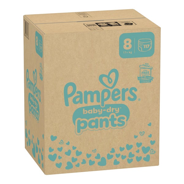 Pampers Baby Dry Pants Höschenwindeln Größe 8 Extra Large, ab 17 kg – 360°-Bauchbündchen 117 St