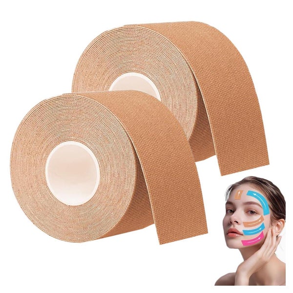 NELLHOMY Kinesiotapes Gesicht (2 Rollen), 2cm x 5m Face Lifting Tape, Skin Color