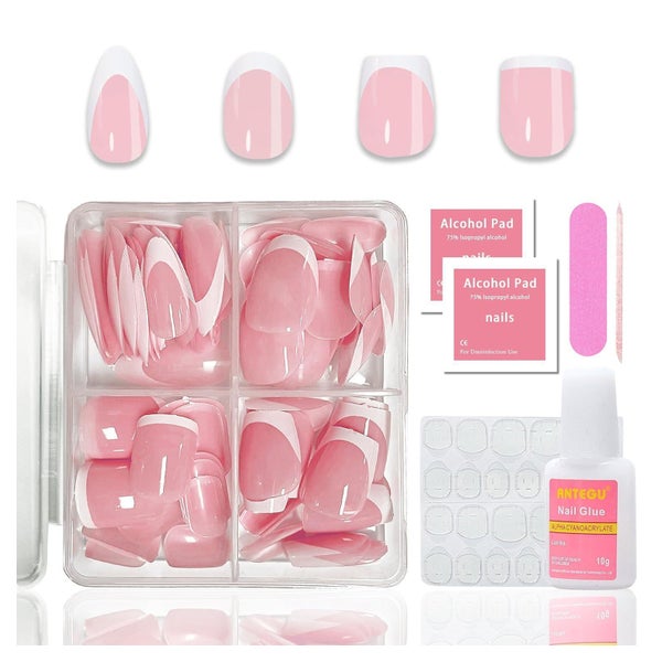 Falsche Nägel Press On Kurz Französisch Tips Set 96PCS Weiß 1 St