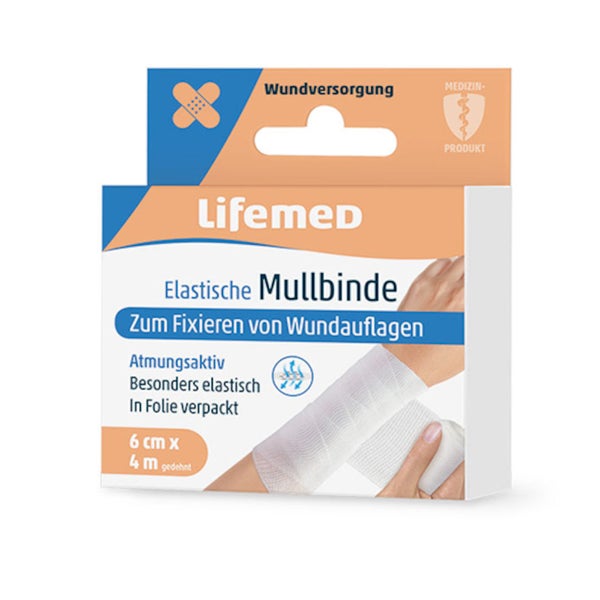 Lifemed Elastische Mullbinde 4 m x 6 cm weiß, 144 Stück 576 m