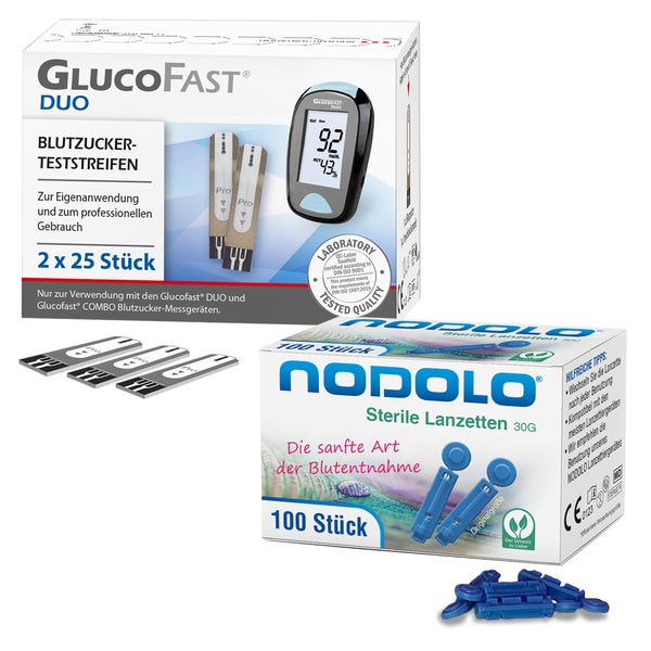GlucoFast DUO BZ Teststreifen 50 Stück + 100 Lanzetten 50 St
