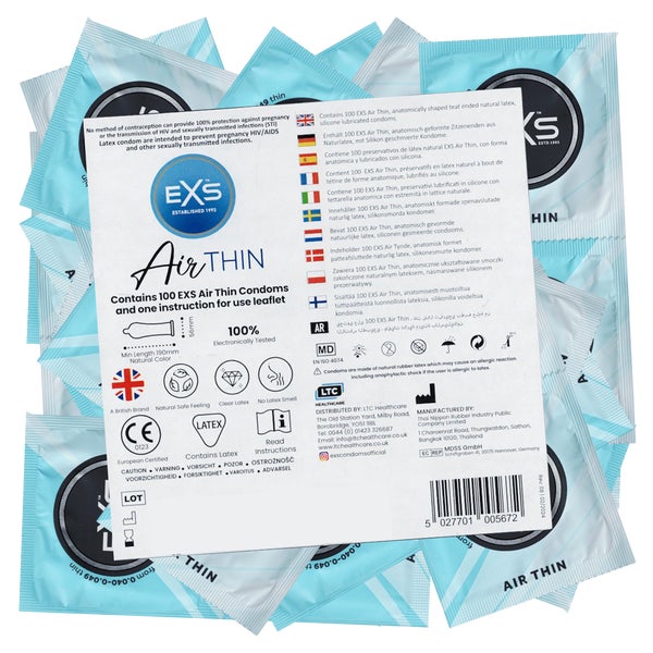 Air Thin 100 Stück - Extradünne Kondome, Silikonöl, 0,045mm (100 Kondome) 100 St