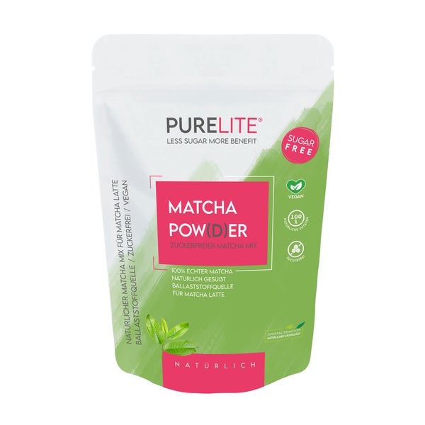 PURELITE Matcha vegan ohne Zucker mit Erythrit & Stevia