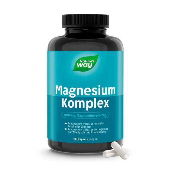 Magnesium Komplex Kapseln I 400 mg Magnesium hochdosiert I Komplex aus 5 Magnesium Formen I vegan... 180 St