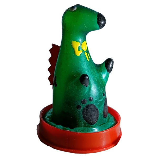 Scherzkondom mit Figur «Drache» 1 Stück, handbemalt (1 Stück) 1 St
