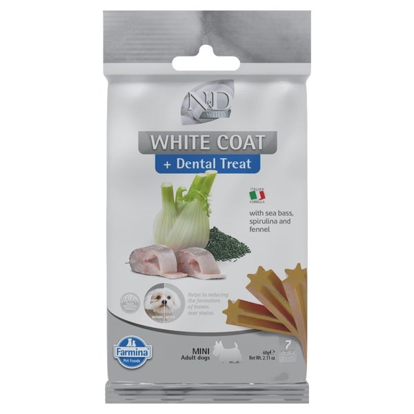 FARMINA N&D White Dental Treat Coat Sea bass Mini (7 szt) Zahnpflege-Leckerli für kleine Hunderassen 0,06 kg