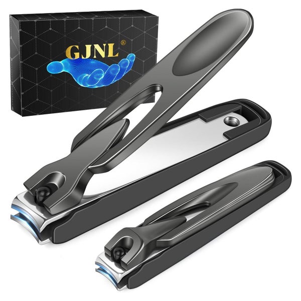 GJNL Nagelknipser Set mit Auffangbehälter, 2 Stück Grau, No Splash für Finger