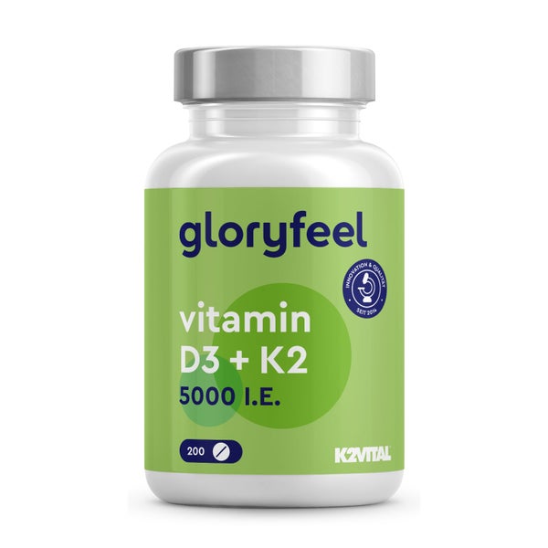 gloryfeel® Vitamin D3 + K2 Depot - 5.000 I.E. 200 St
