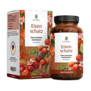 Eisen hochdosiert mit Vitamin C & B2 12 Monate Eisenbisglycinat EISENSCHATZ 180 vegane Kapseln NATURTREU® 82.0 g