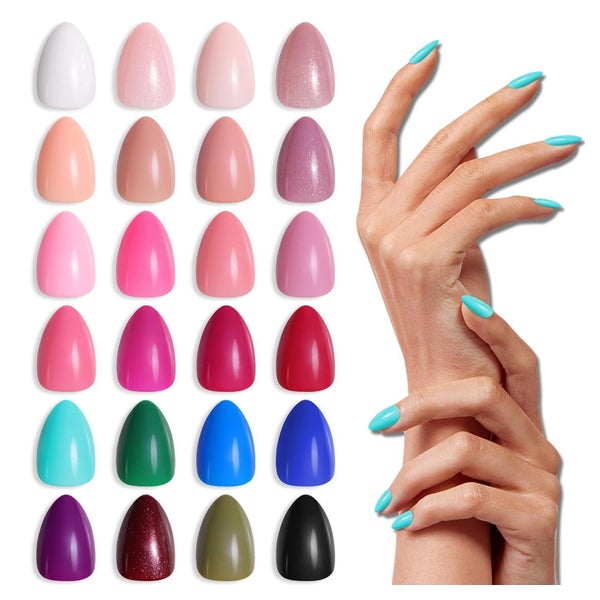 LADYING 576PCS Glossy Mandel Soft Gel Nägel Zum Aufkleben Na 1 St