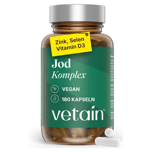 VETAIN Jod Schilddrüse Komplex - Mit Selen, Vitamin D3, Zink 180 St