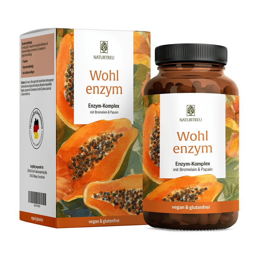 Enzym-Komplex mit Bromelain & Papain - WOHLENZYM - 120 vegane Kapseln - NATURTREU® 120 St