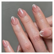 Press On Nägel 30er Kurz Mandel Ombre Rosa Chrome Aura Rosa 1 St