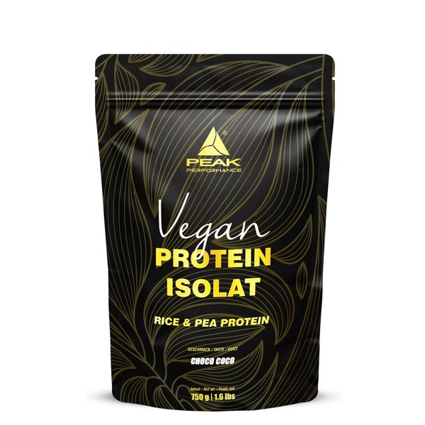 PEAK Vegan Protein Isolat - 750g - Geschmack Choco Coco I 25 Portionen I Pulver I pflanzliche Proteinquellen: Erbse - & Reisprotein I für Muskelaufbau I Süße aus Stevia I GMO-free 750 g