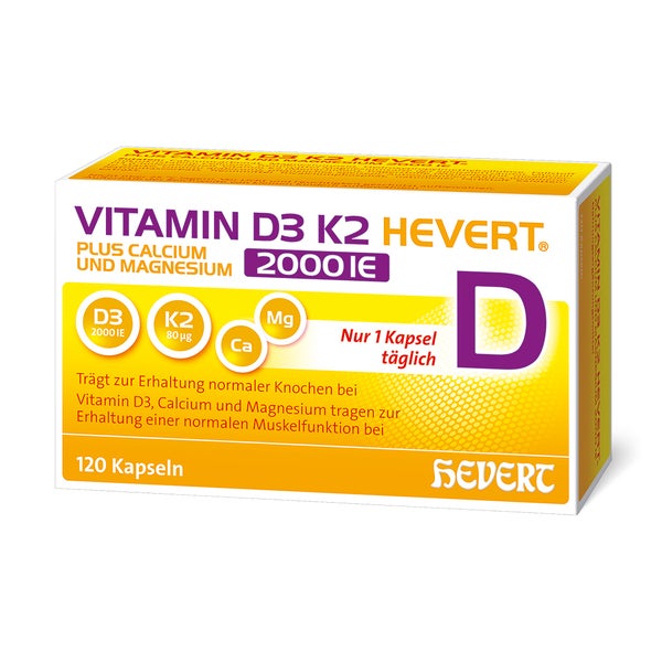 Vitamin D3 K2 Hevert + Ca. & Mg 2000 IE 120 St